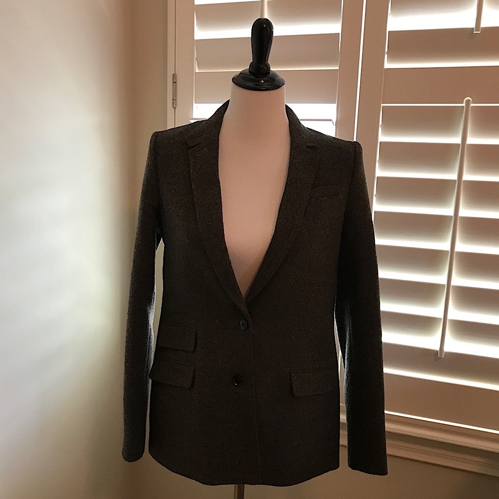 Banana Republic Green Herringbone Hacking Jacket